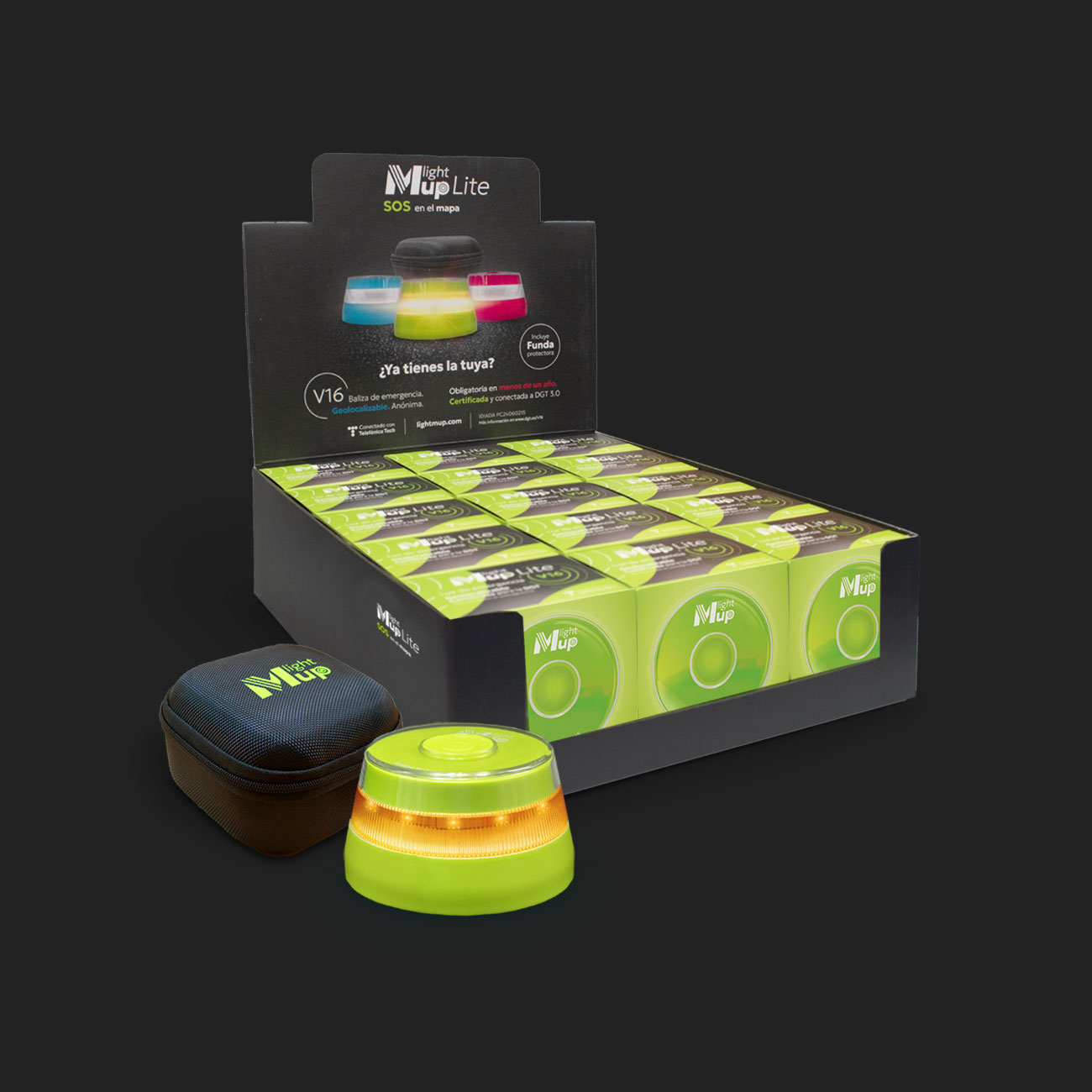 Light Mup Lite V16 con funda y prueba de conexión con DGT